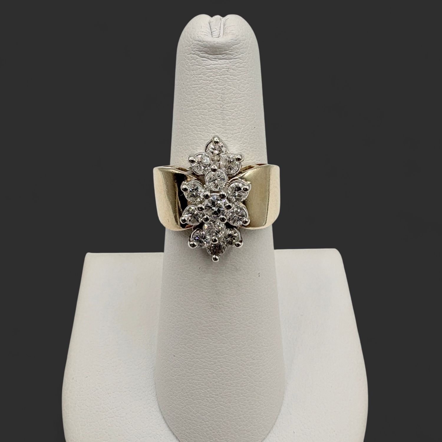 14K APPROX 1CTW WATERFALL RING SIZE 5.5