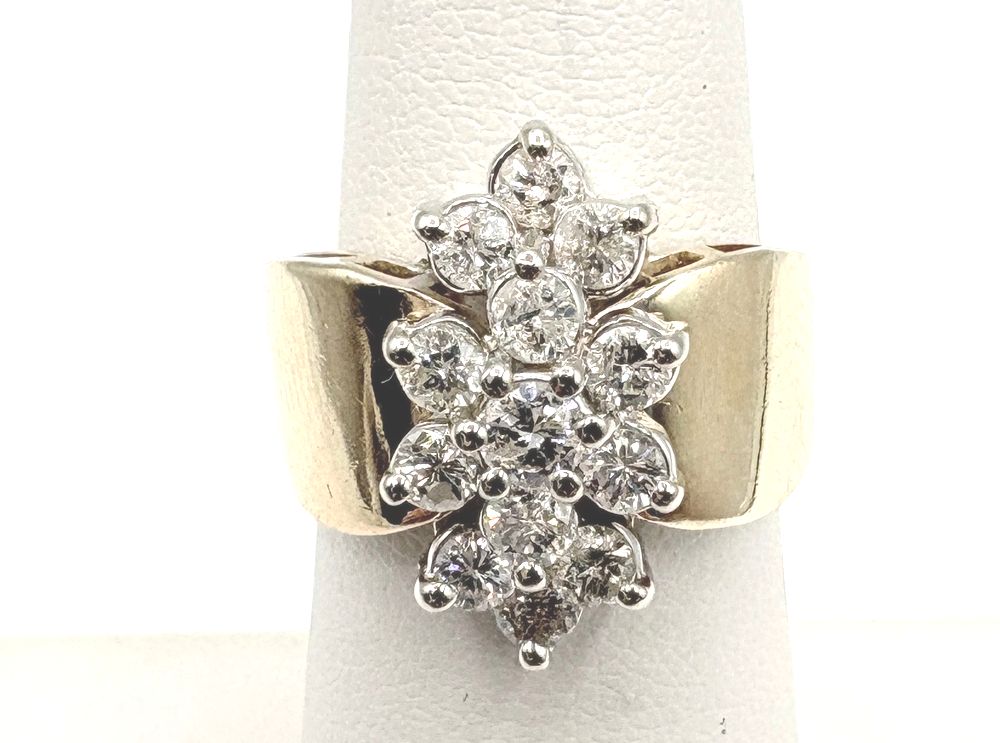14K APPROX 1CTW WATERFALL RING SIZE 5.5