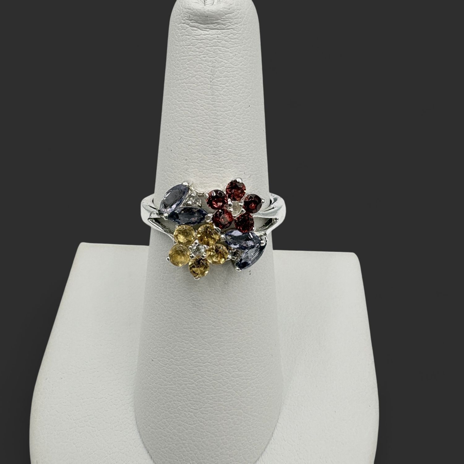 STERLING FLORAL CZ RING SIZE 7.25