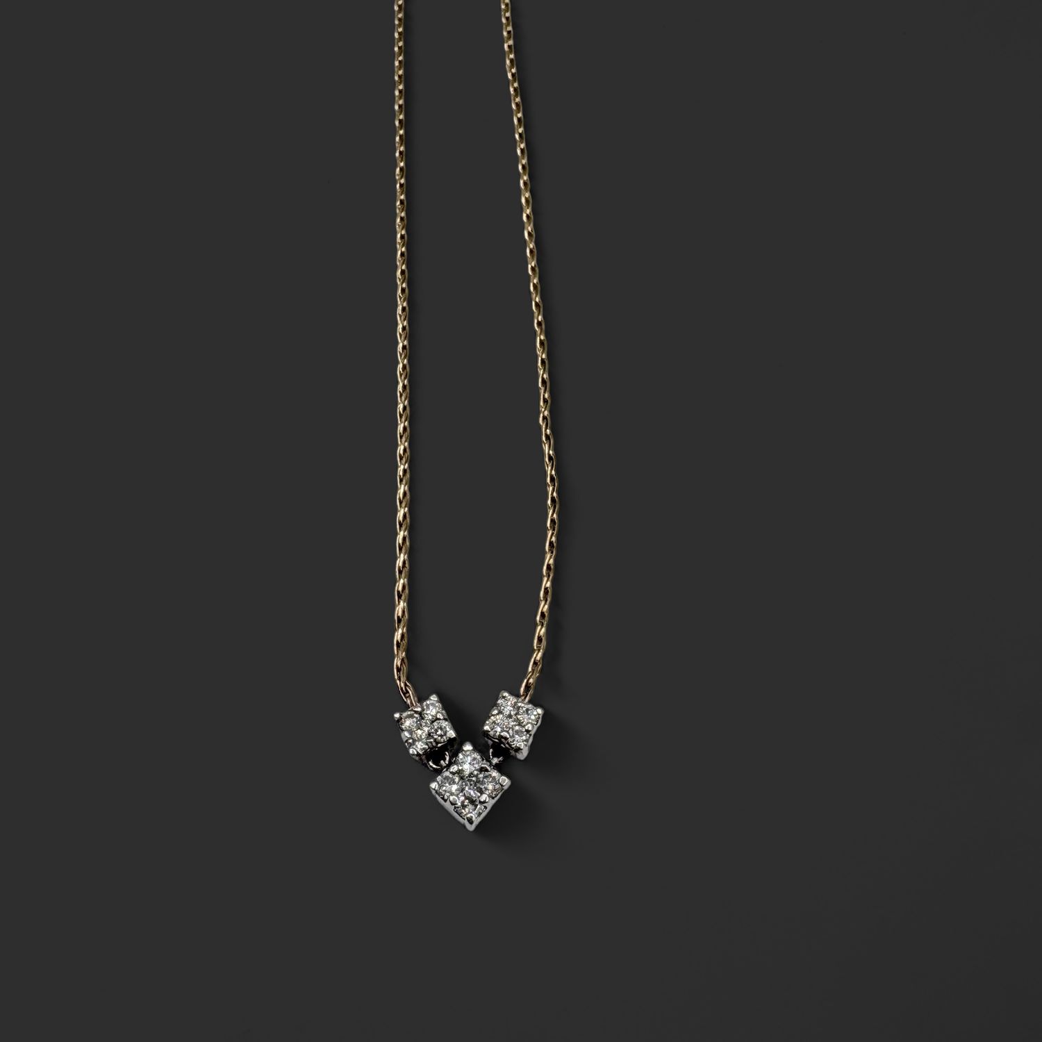 14K UNIQUE DIAMOND NECKLACE IN YELLOW GOLD 17.5"