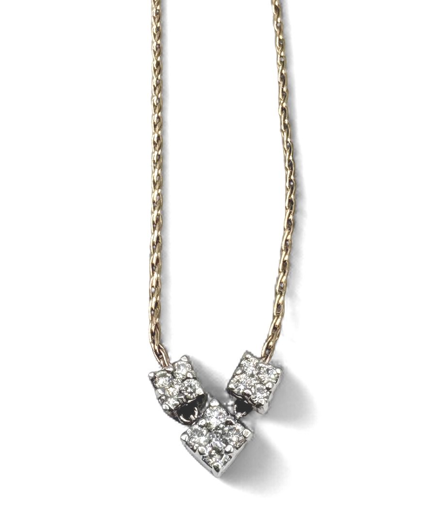 14K UNIQUE DIAMOND NECKLACE IN YELLOW GOLD 17.5"