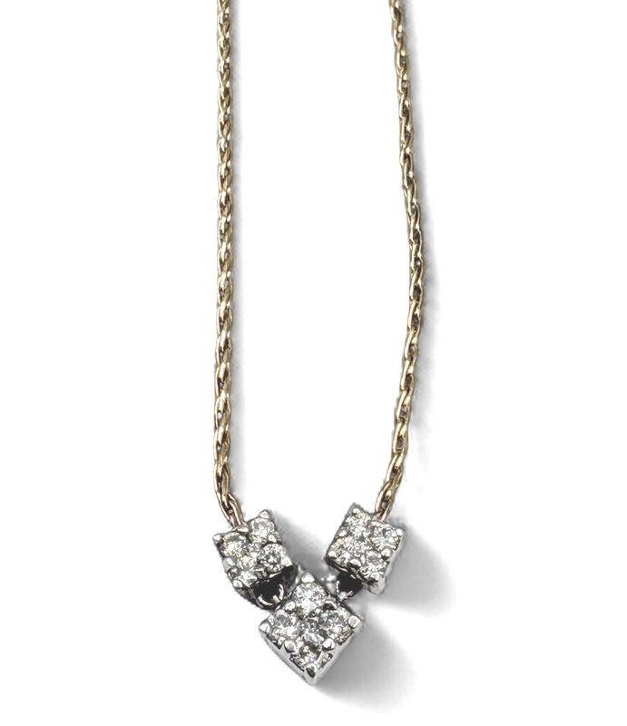 14K UNIQUE DIAMOND NECKLACE IN YELLOW GOLD 17.5"