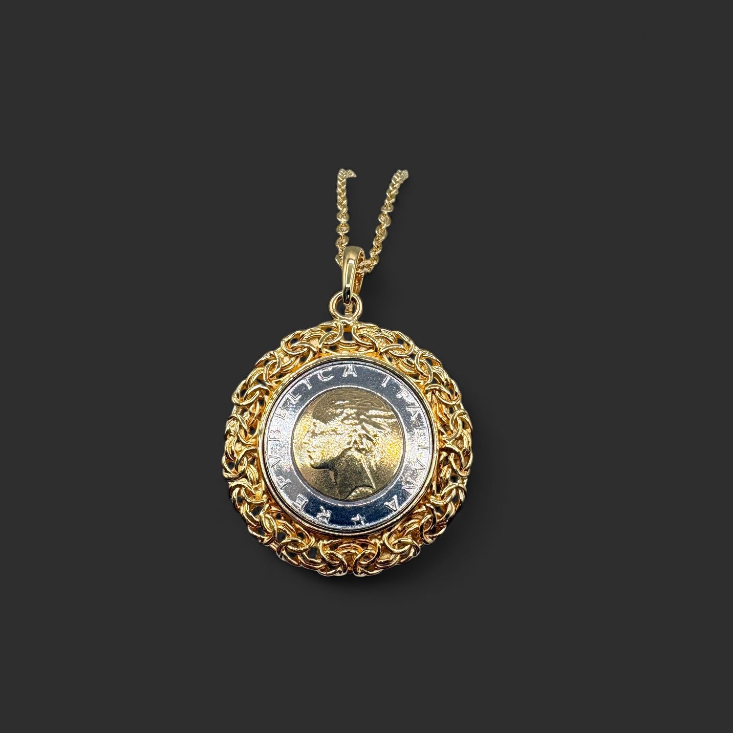 GOLD TONE ITALIAN COIN NECKLACE 18"