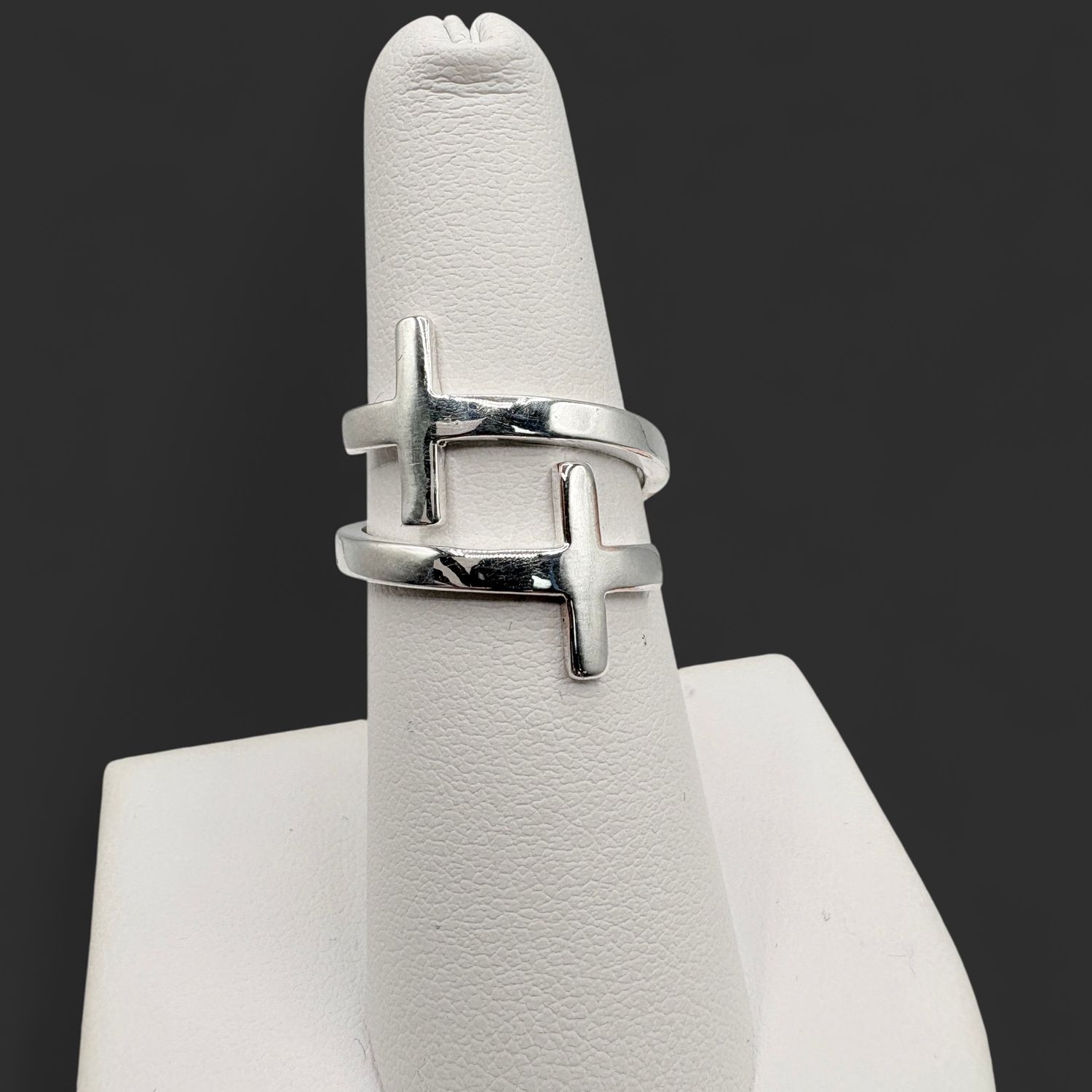 STERLING CROSS BYPASS RING SIZE 7