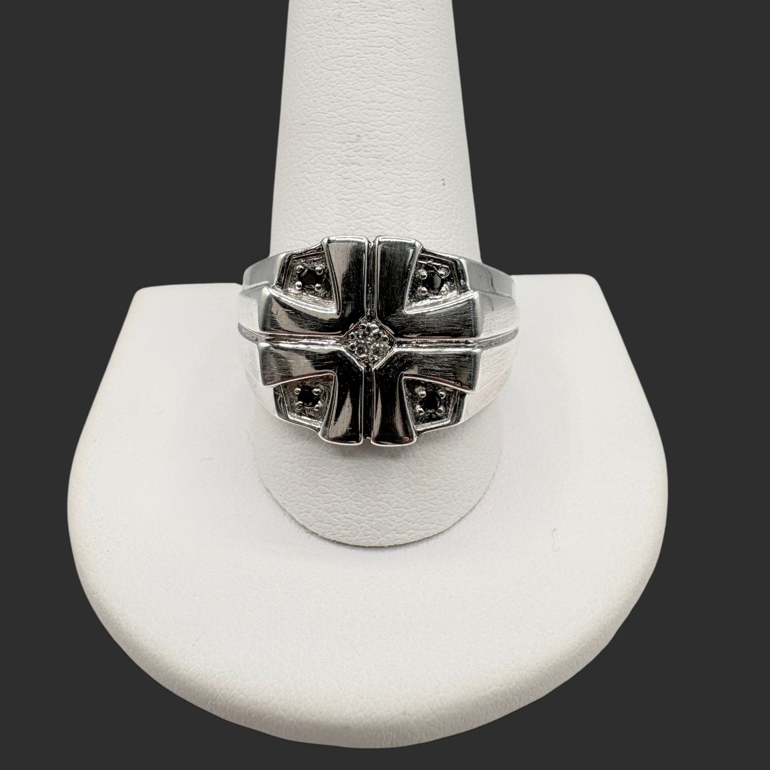 STERLING MEN'S RING WITH LAB DIAMOND SIZE 12.5