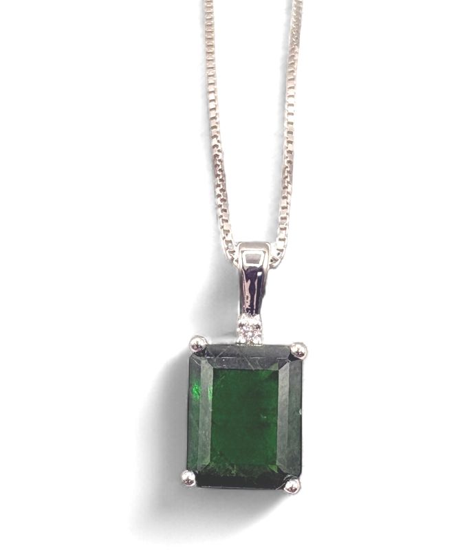 STERLING CHROME DIOPSIDE NECKLACE 18"