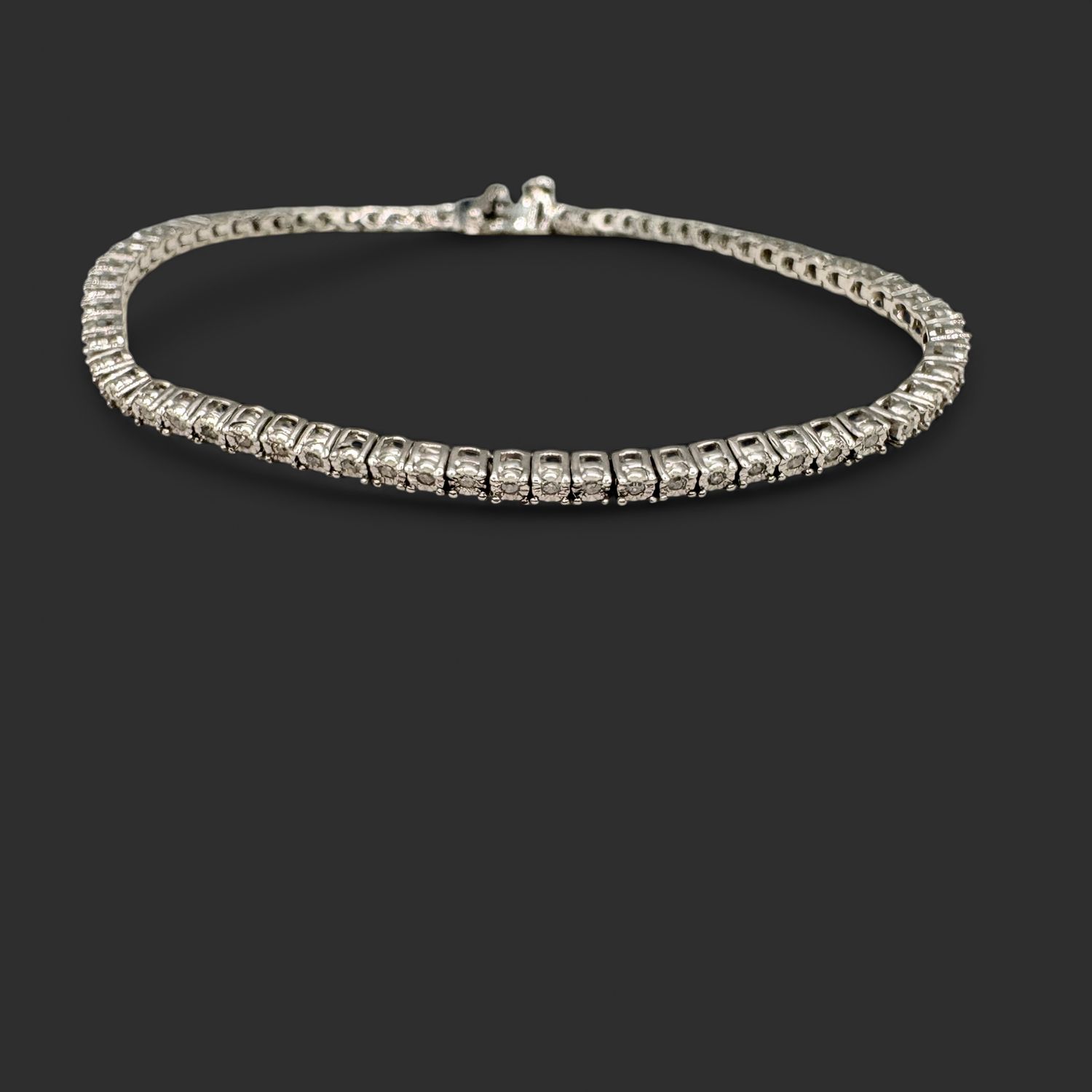 STERLING APPROX .75CT DIAMOND TENNIS BRACELET
