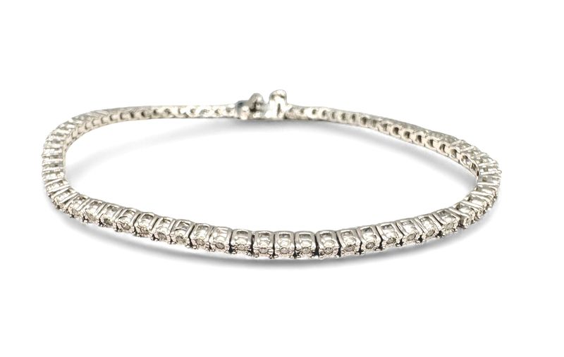 STERLING APPROX .75CT DIAMOND TENNIS BRACELET