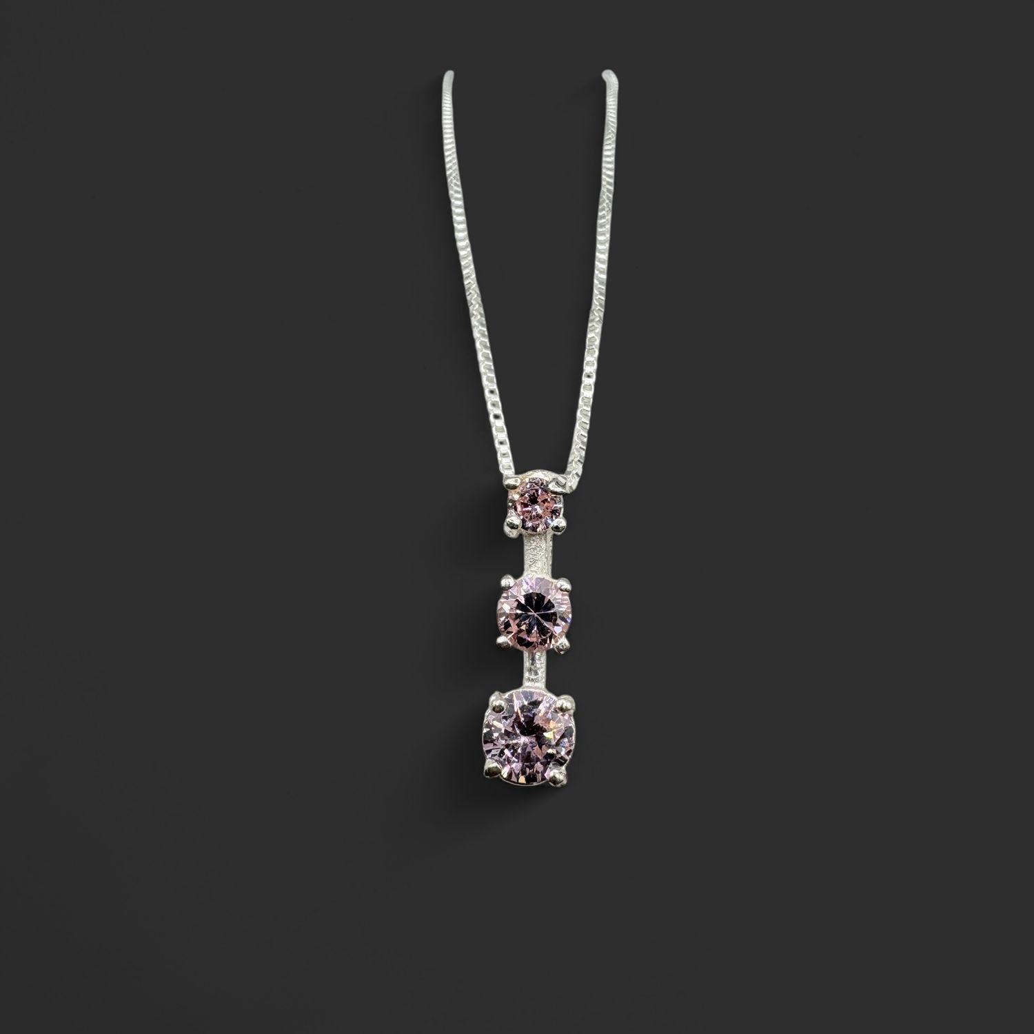 STERLING PINK ICE PENDANT WITH CHAIN 16"