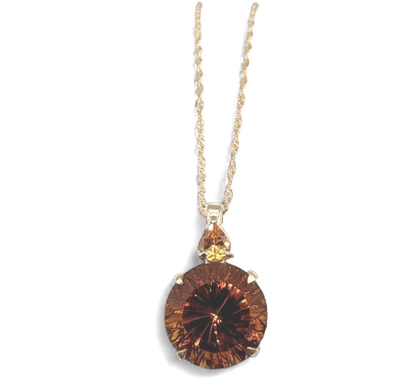 10K YELLOW GOLD CITRINE PENDANT WITH CHAIN 18"