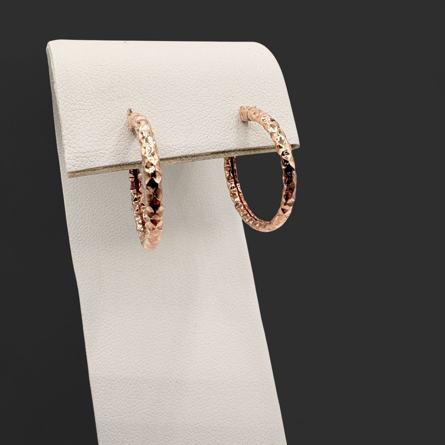 10K ROSE GOLD DIAMOND CUT HOOP EARRING