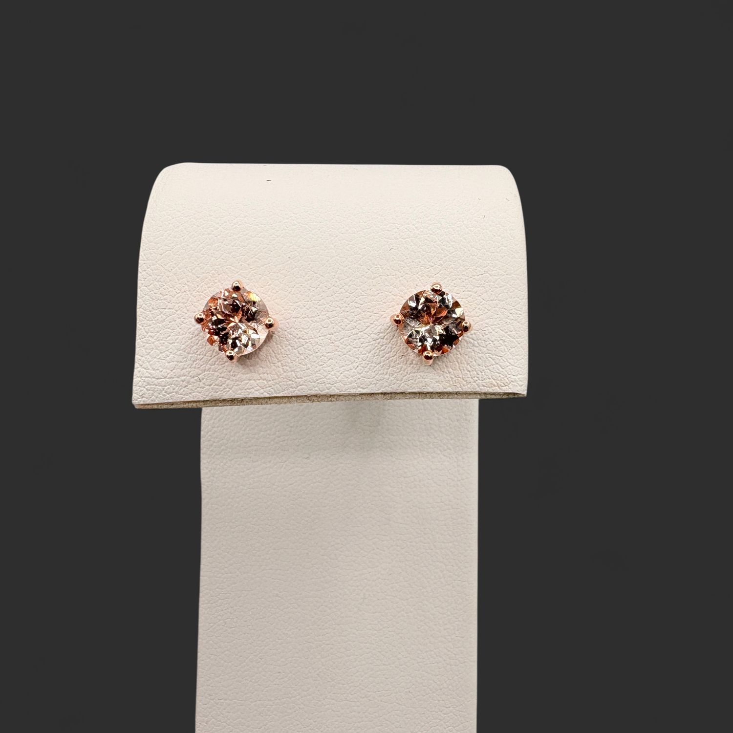 10K ROSE GOLD MORGANITE STUD EARRINGS