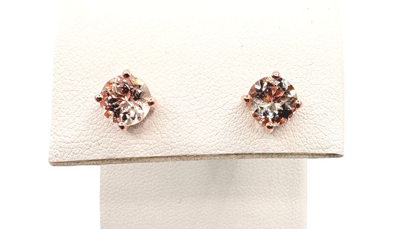 10K ROSE GOLD MORGANITE STUD EARRINGS