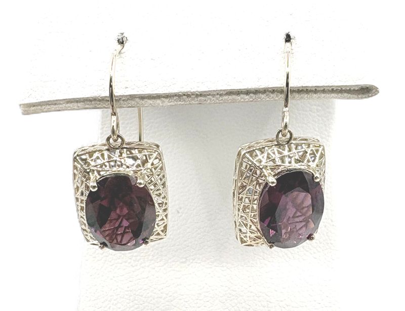 10K YELLOW BIRDS NEST RHOLOLITE GARNET DANGLE EARRING