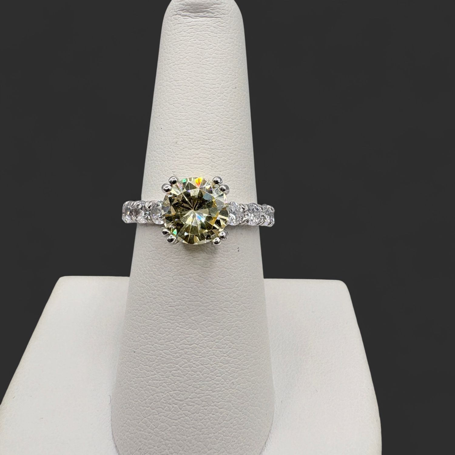 STERLING YELLOW &amp; WHITE CZ ETERNITY BAND RING SIZE 7