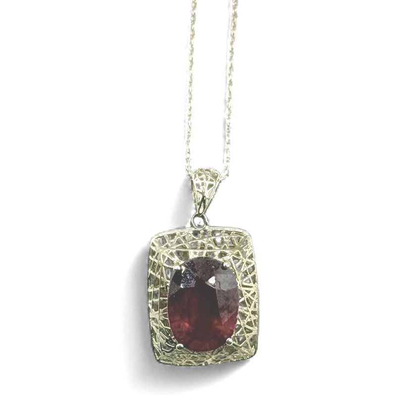 10K YELLOW GOLD BIRDS NEST RUBY PENDANT WITH CHAIN 18"