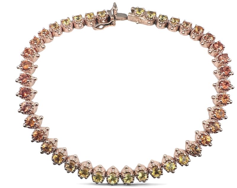 STERLING 18K GOLD PLATED GRADIENT GEMSTONE BRACELET 8"