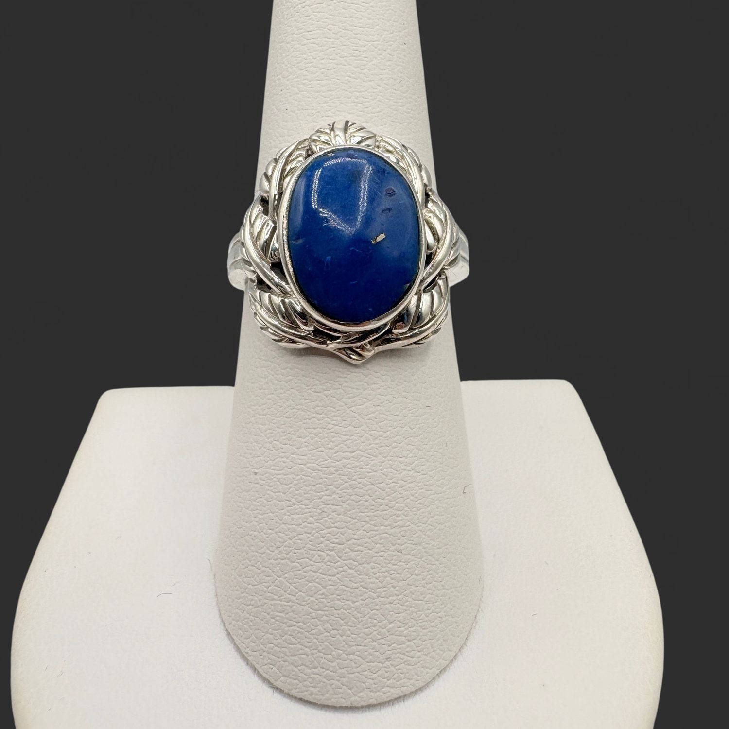 STERLING LAPIS CABOCHON RING 7.5