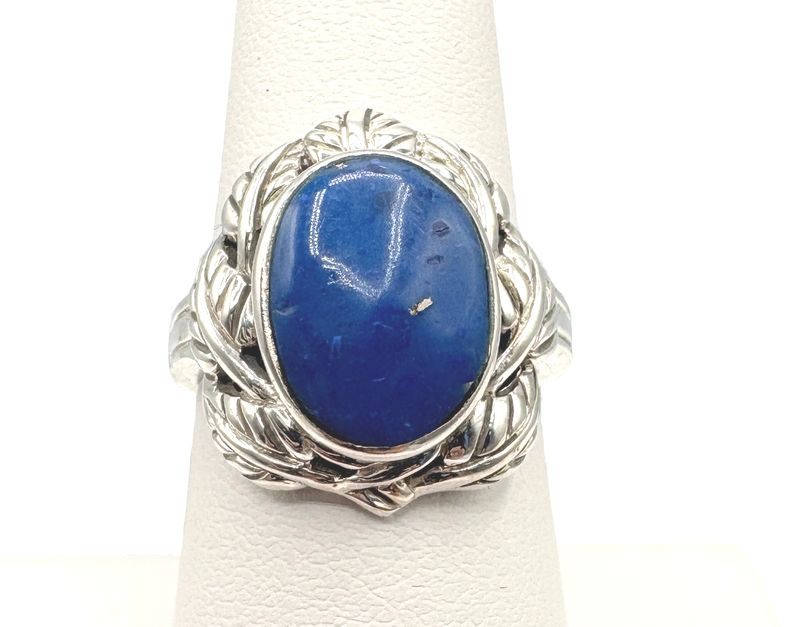 STERLING LAPIS CABOCHON RING 7.5