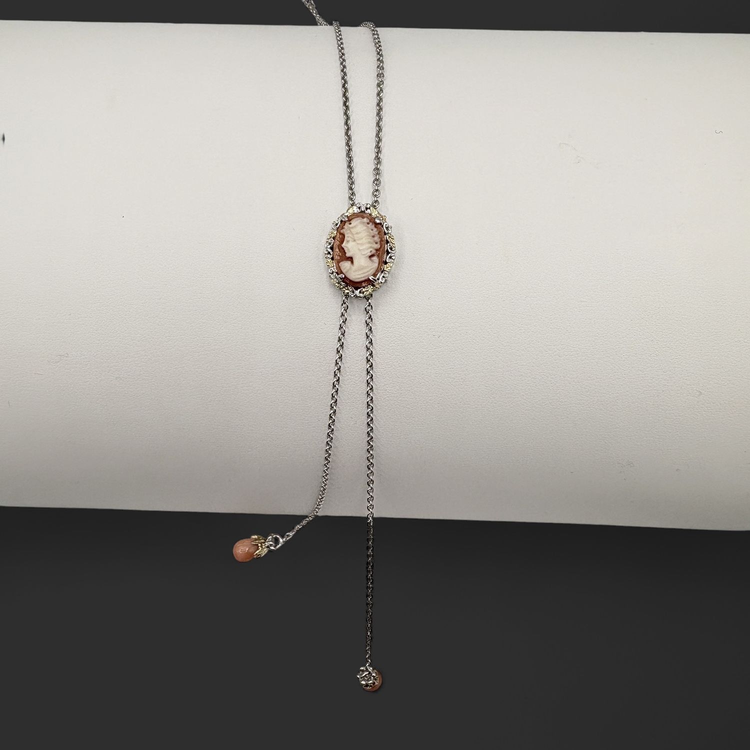 STERLING CAMEO BOLO NECKLACE