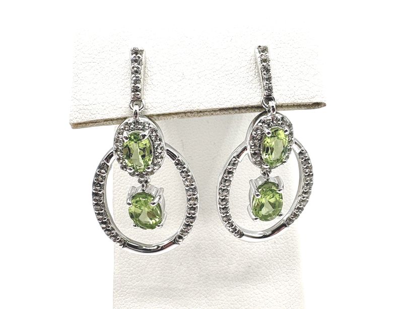 STERLING CZ &amp; PERIDOT DANGLE EARRING