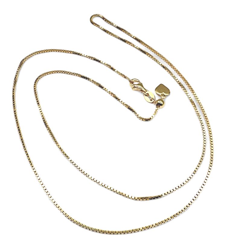 STERLING GOLD PLATED ADJUSTABLE BOX CHAIN UP TO 22"