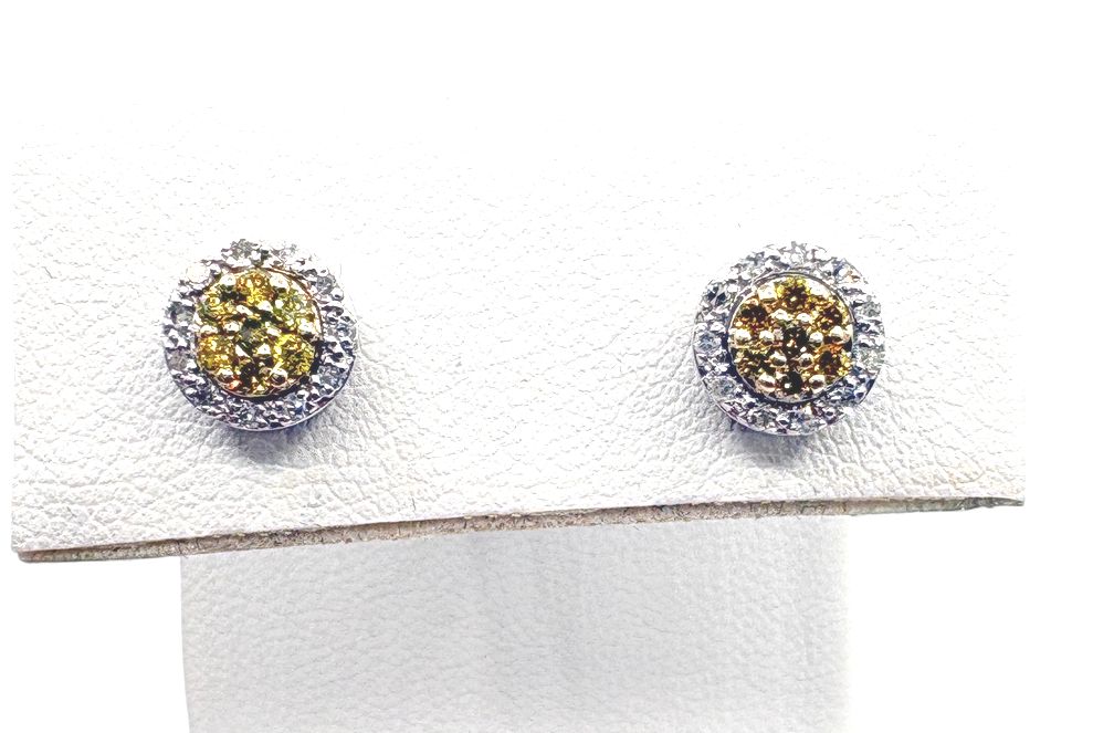 10K WHITE &amp; YELLOW MOISSANITE EARRING IN WHITE GOLD