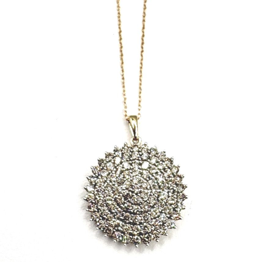 10K YELLOW GOLD APPROX 2CTW LAB DIAMOND PENDANT WITH CHAIN 19"