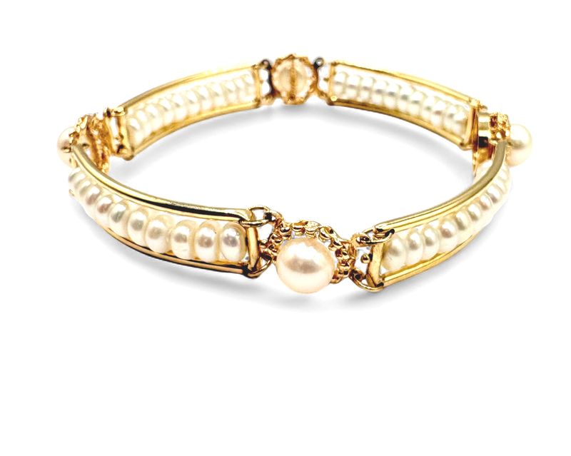 10K PEARL BRACELET IN YELLOW GOLD 7"