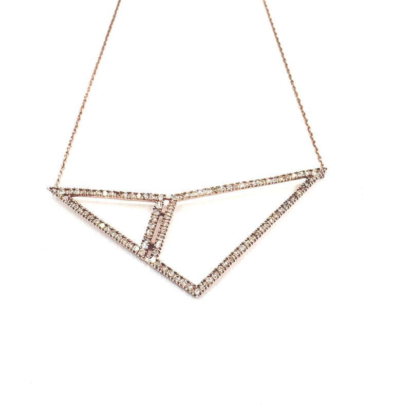 14K ROSE GOLD TRIANGULAR NECKLACE 18"