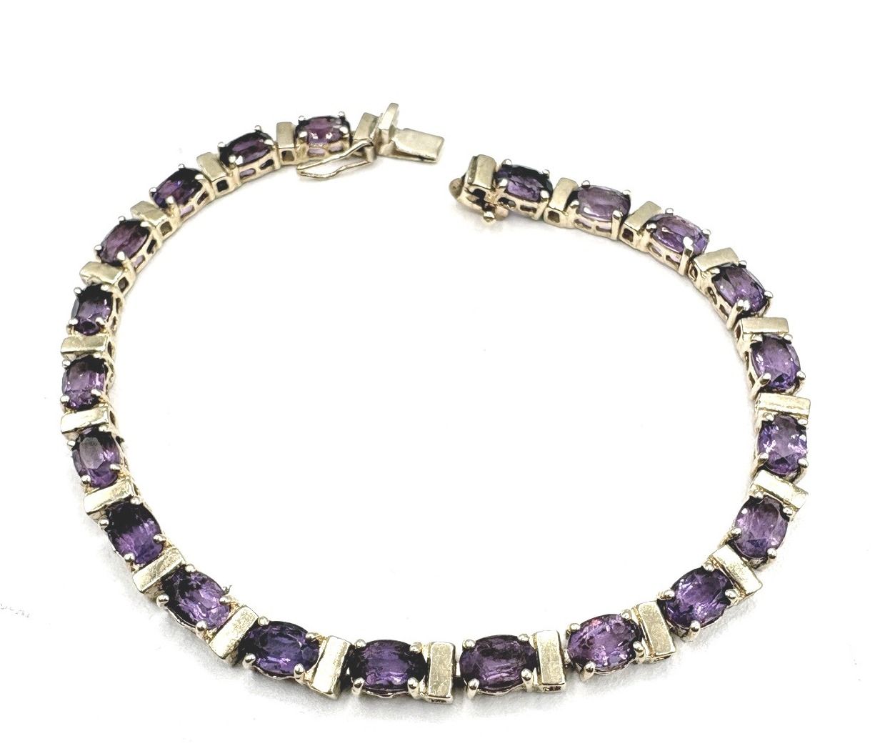 14K OVAL AMETHYST BRACELET 7.5" IN YELLOW GOLD