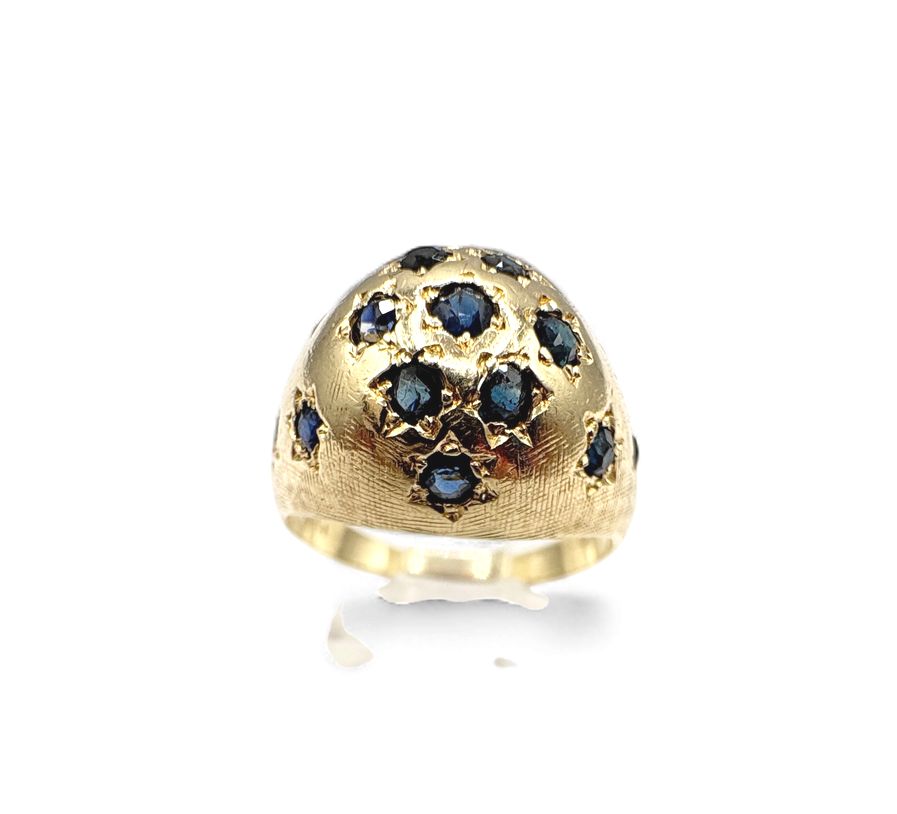 14K SAPPHIRE STAR DOME RING SIZE 5.25 IN YELLOW GOLD