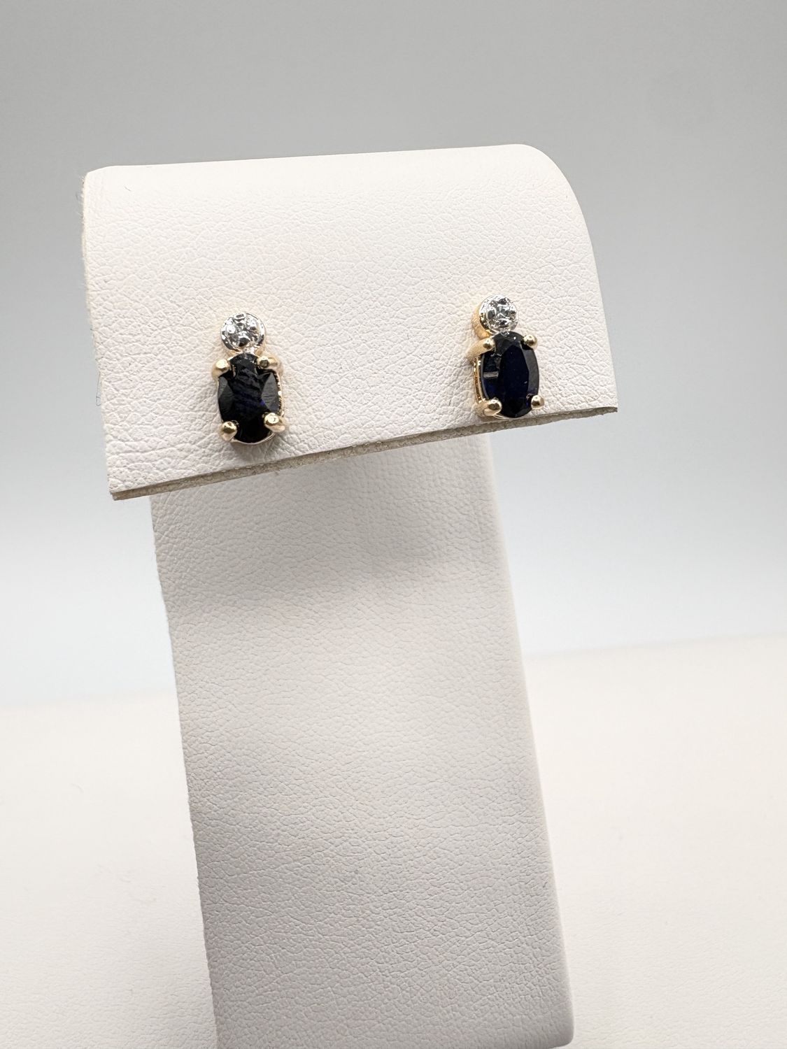 STERLING GOLD PLATED SAPPHIRE STUD EARRINGS