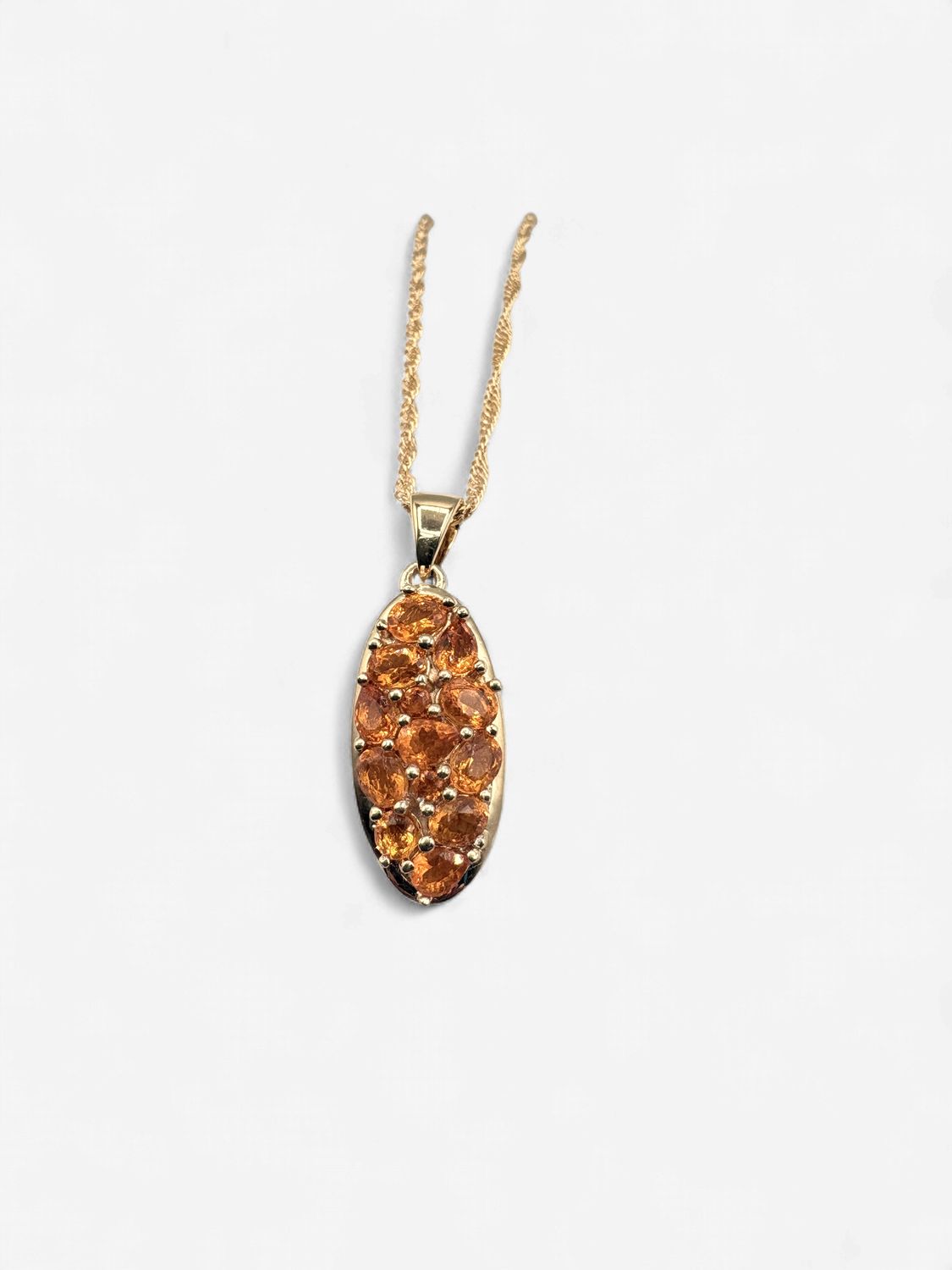 STERLING GOLD PLATED FIRE OPAL PENDANT WITH CHAIN 18+2"