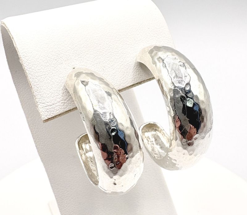 STERLING HAMMERED HOOP EARRINGS BY SILPADA