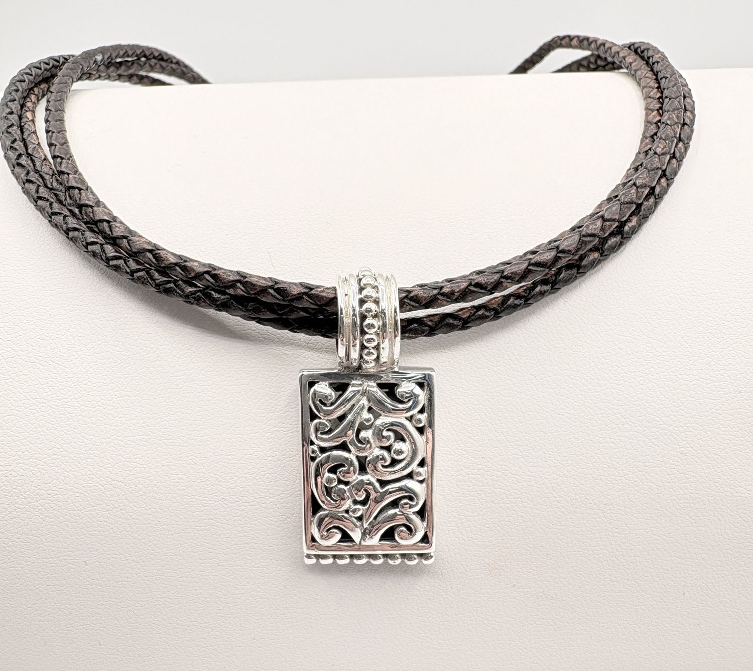 STERLING SCOTT &amp; KAY PENDANT ON A SILPADA LEATHER CORD 18"