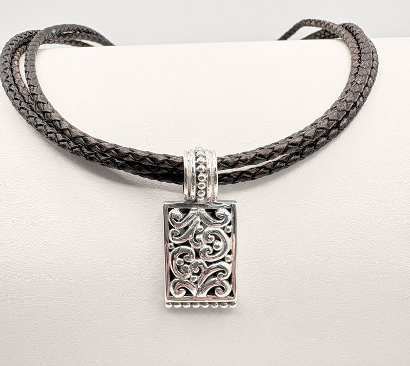STERLING SCOTT &amp; KAY PENDANT ON A SILPADA LEATHER CORD 18"