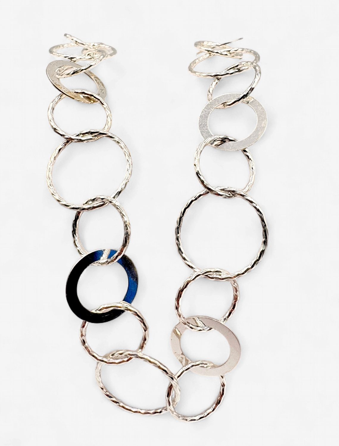 STERLING INTERLOCKING  CIRCLE STATEMENT NECKLACE 22"