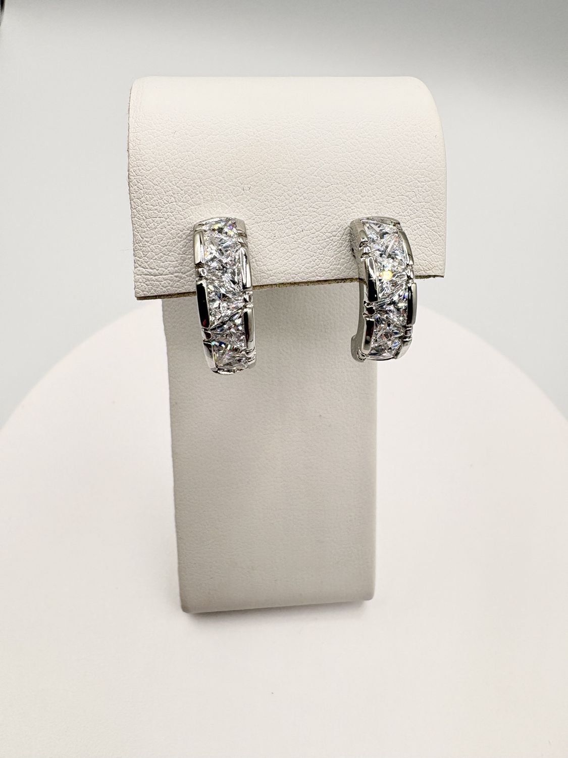 STERLING TRIANGULAR CZ HOOP EARRINGS