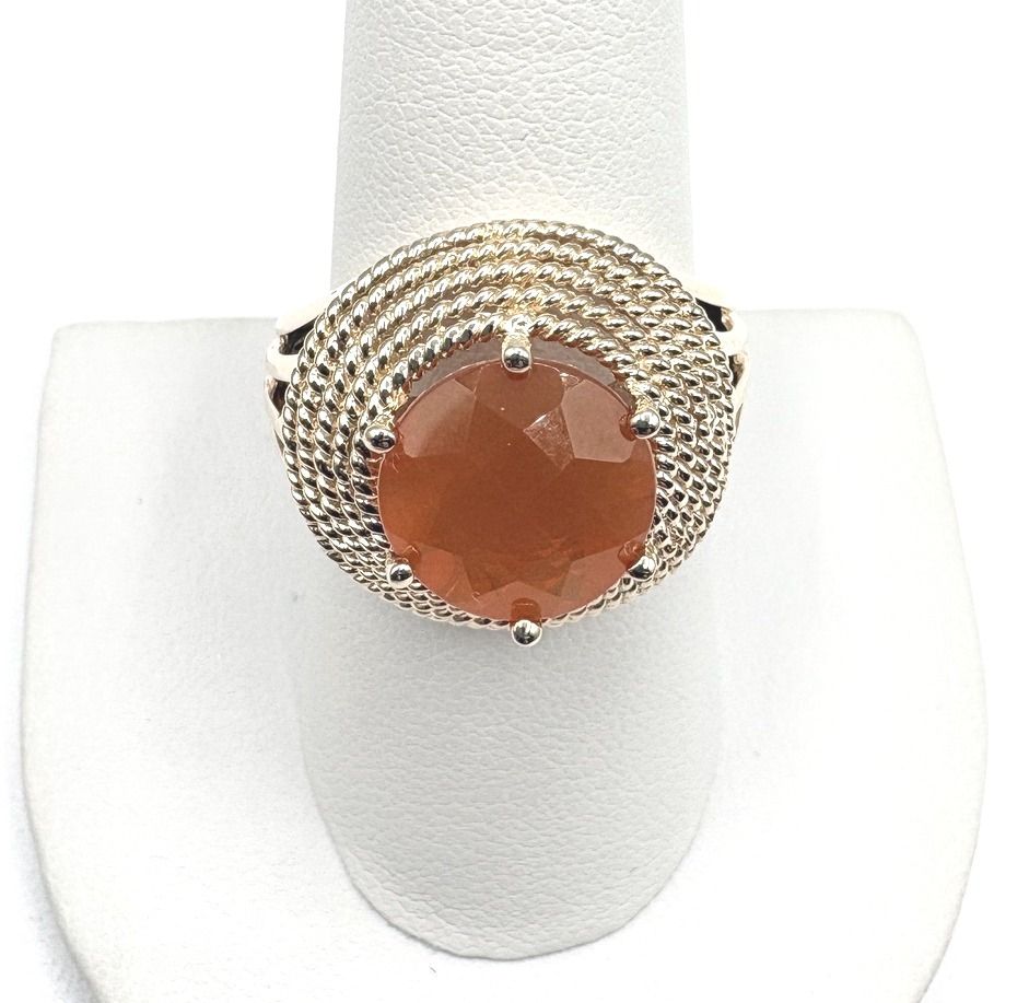 14KY ROPE HALO FIRE OPAL RING SIZE 9