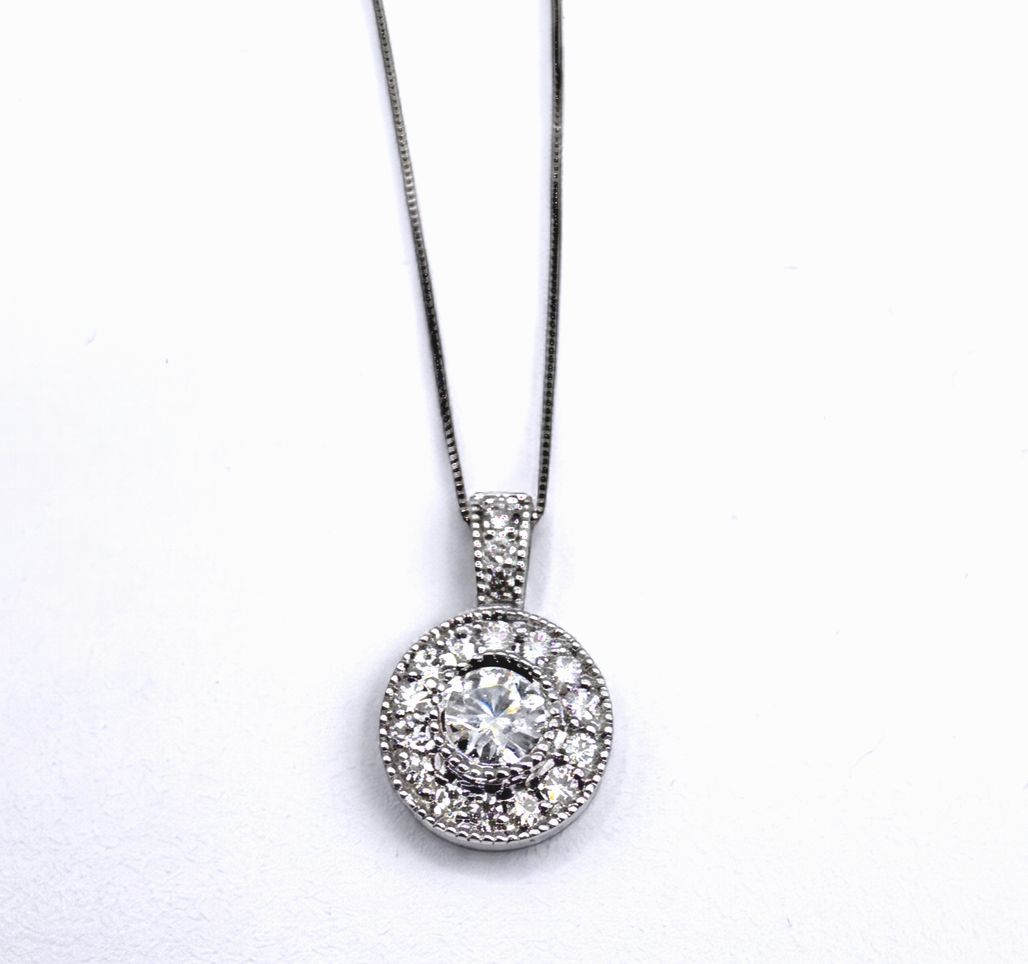 14KW MOISSANITE PENDANT AND 10KY CHAIN 18"