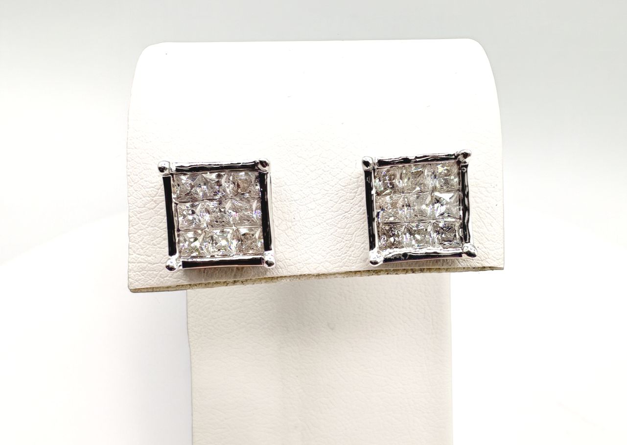 STERLING PRINCESS CZ  STUD EARRING