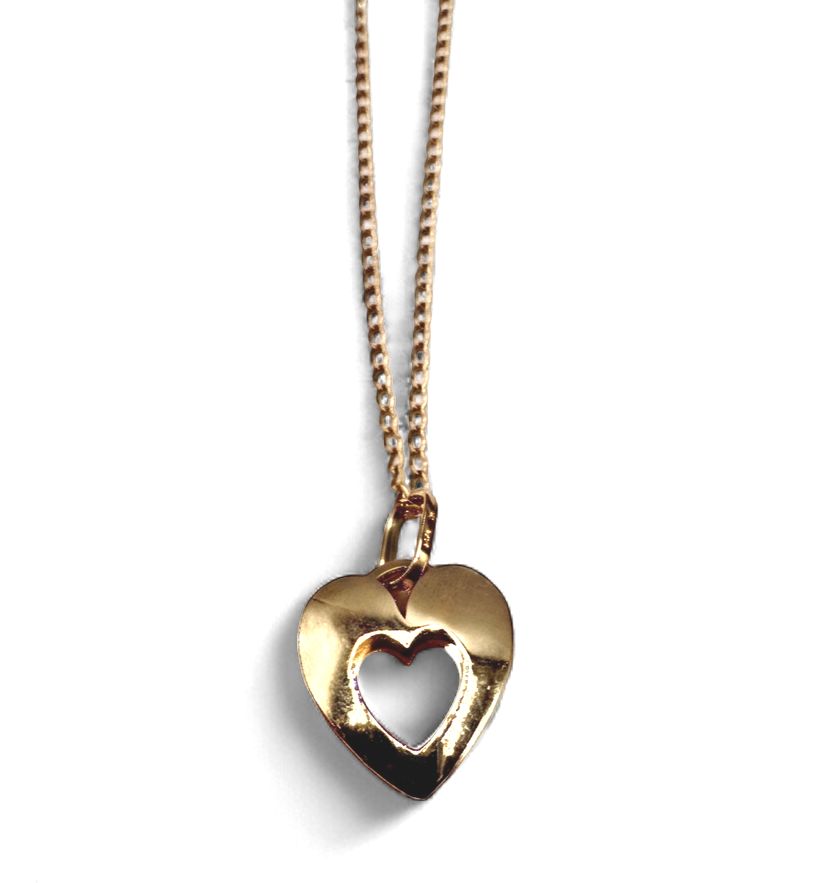 10KY DAINTY OPEN HEART PENDANT WITH CHAIN 18"