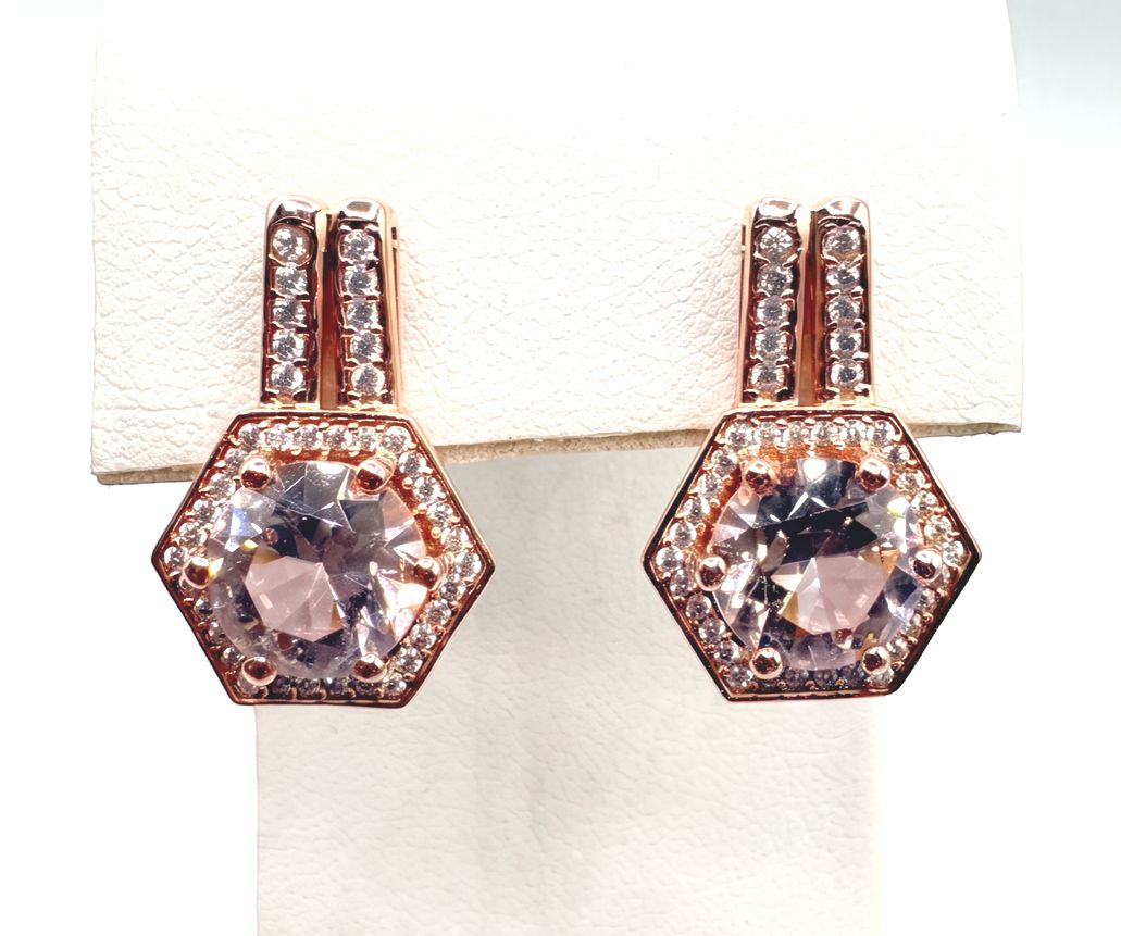 STERLING ROSE GOLD PLATED PINK ICE EARRING