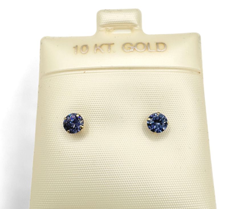 10KY BLUE CRYSTAL STUD EARRING