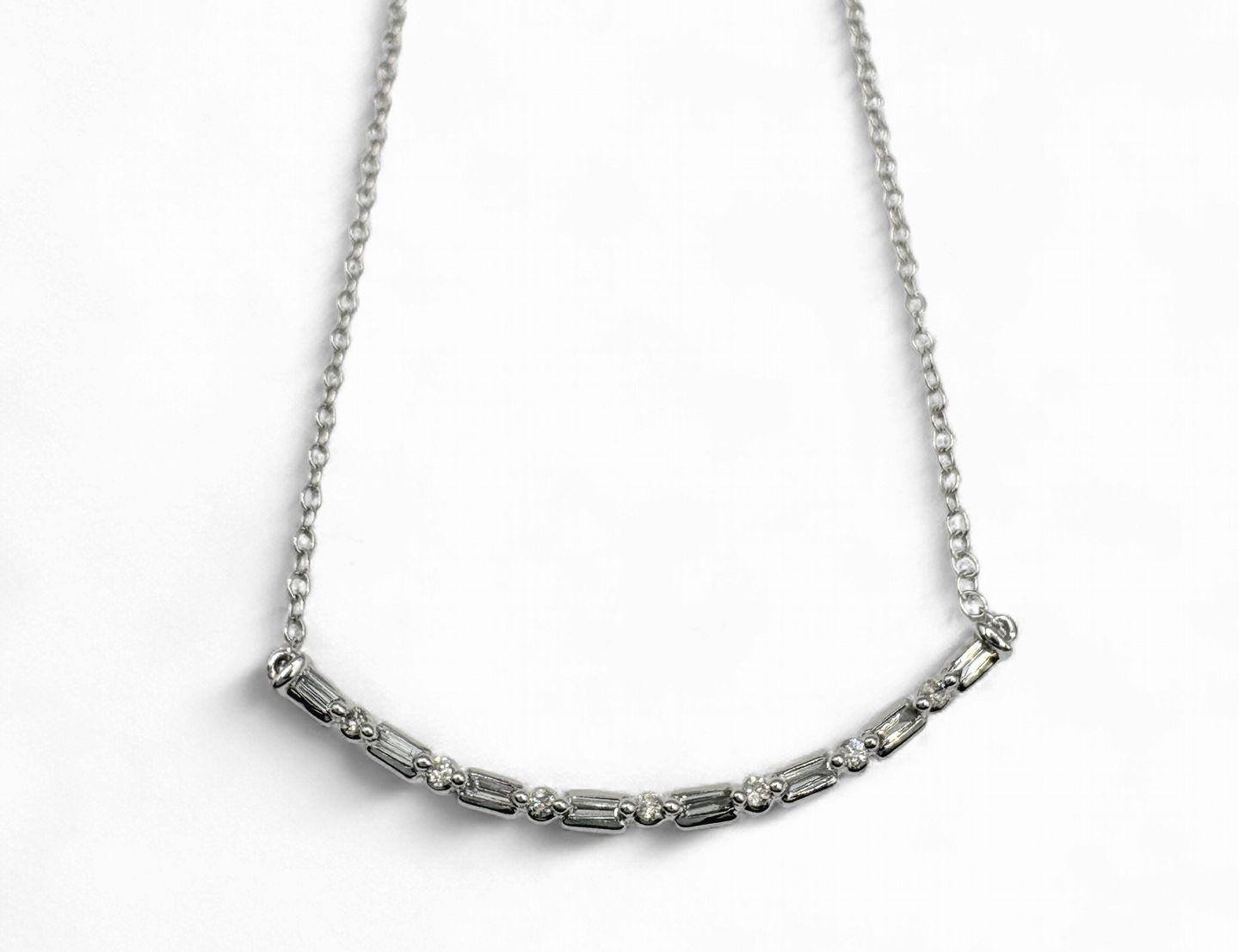 STERLING CZ BAR NECKLACE 18"
