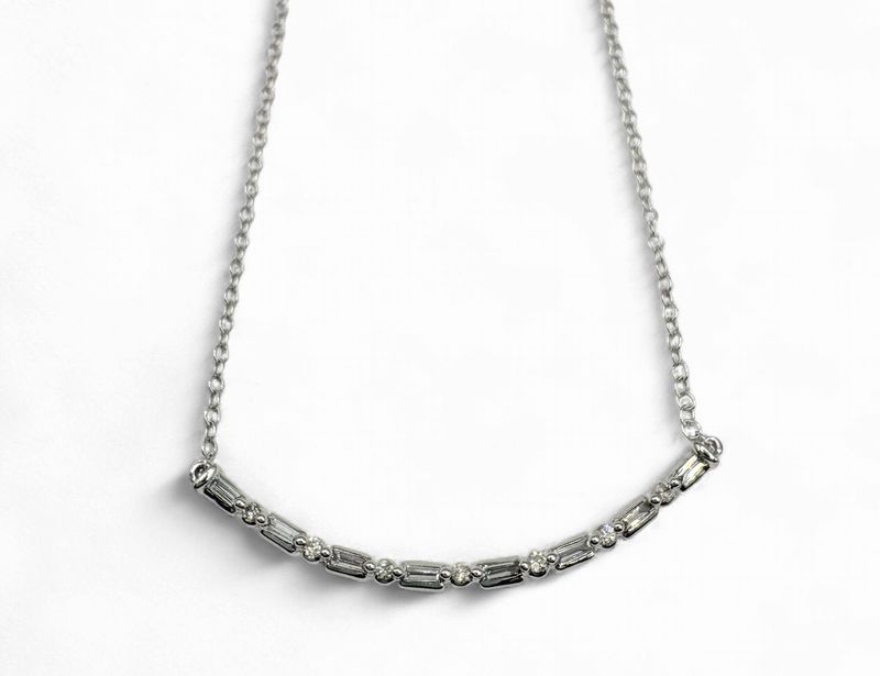 STERLING CZ BAR NECKLACE 18"