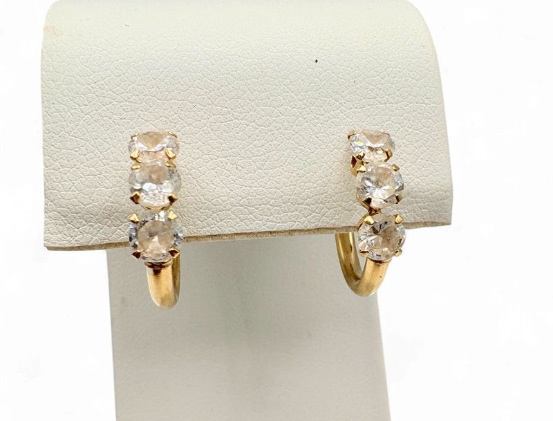14KY CZ HOOP EARRING