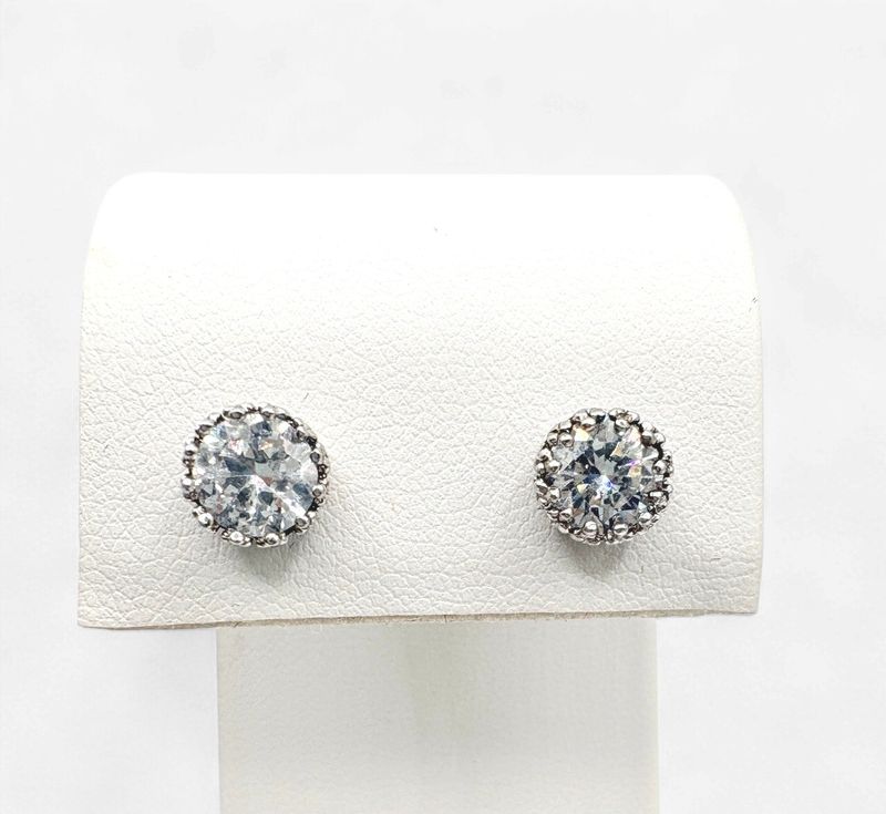 STERLING 7MM CZ STUD EARRING