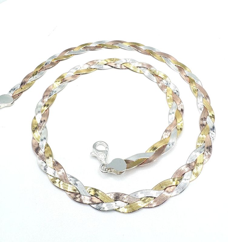 STERLING TRI-TONE NECKLACE BY MILOR 18"